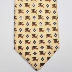 Burberry London Tie Mens One Size Beige Silk Equestrian Knight Made in Italy NEW